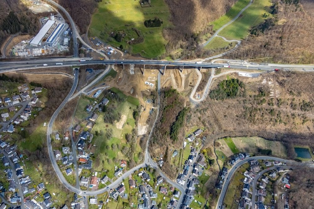 Aerial photograph Eisern - New construction of the motorway route BAB A45 in Eisern in the state North Rhine-Westphalia, Germany