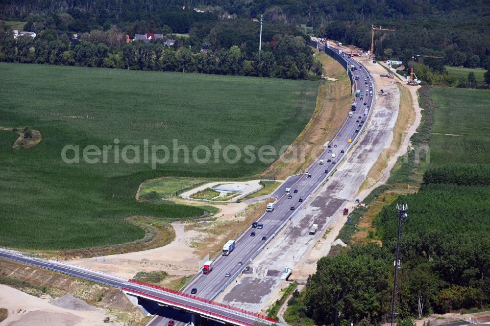 Aerial photograph Mühlenbecker Land - New construction of the motorway route 10 in Muehlenbecker Land in the state Brandenburg, Germany