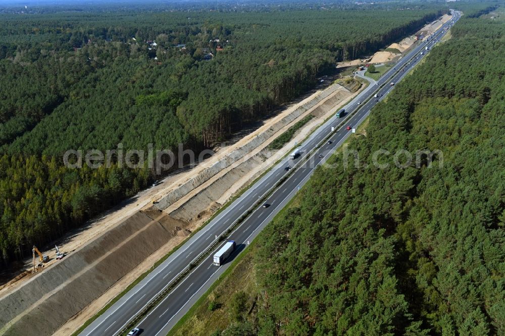 Hohen Neuendorf from above - New construction of the motorway route 10 in Muehlenbecker Land in the state Brandenburg, Germany
