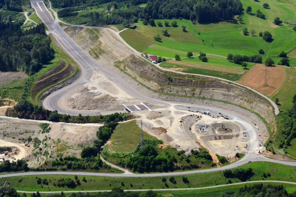 Aerial image Rheinfelden (Baden) - New construction of the motorway route BAB A98 in the district Minseln in Rheinfelden (Baden) in the state Baden-Wuerttemberg, Germany