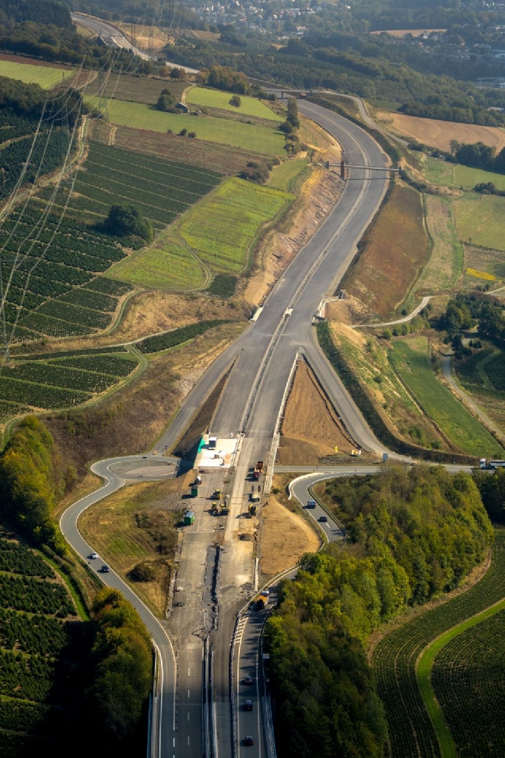 Aerial image Velmede - New construction of the motorway route BAB A46 in Velmede in the state North Rhine-Westphalia, Germany