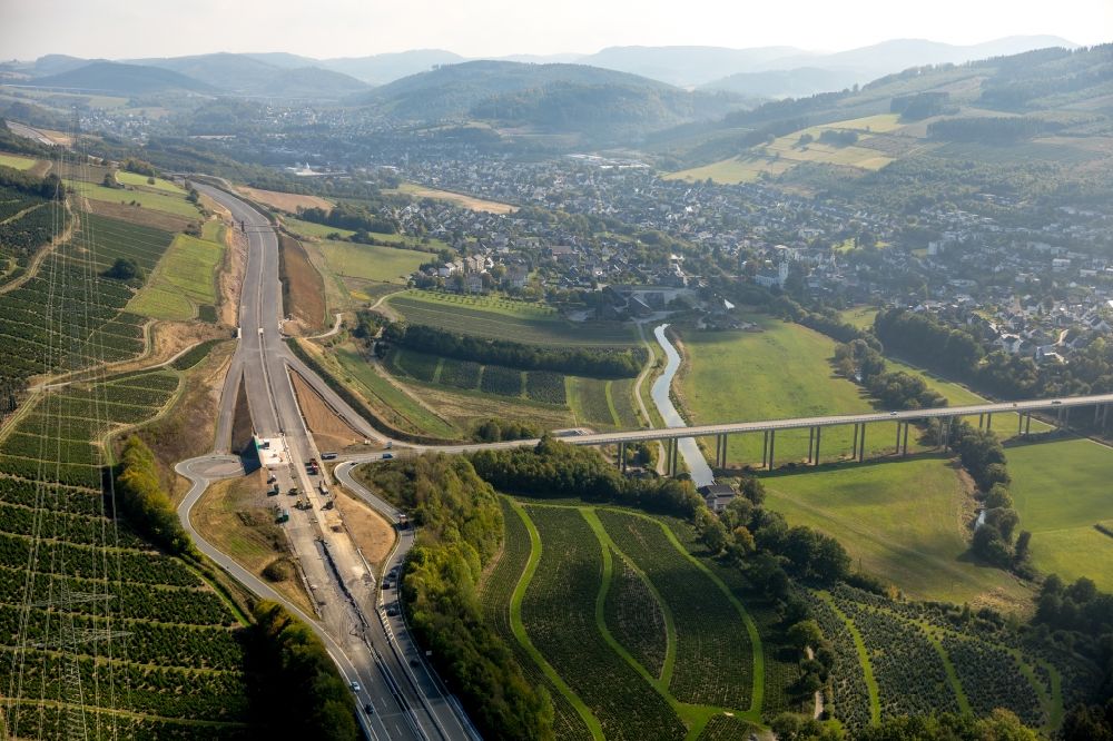 Aerial photograph Velmede - New construction of the motorway route BAB A46 in Velmede in the state North Rhine-Westphalia, Germany