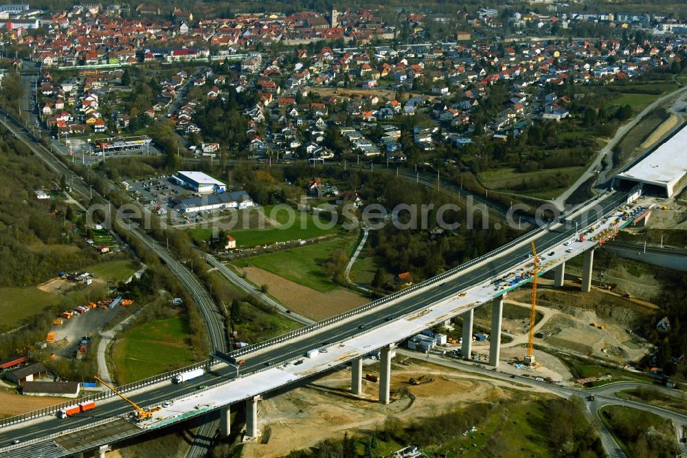 Würzburg from the bird's eye view: New construction Talbruecke Heidingsfeld of the motorway route of the BAB3 in the district Heidingsfeld in Wuerzburg in the state Bavaria, Germany
