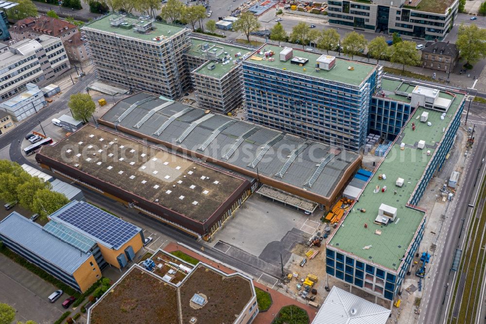Karlsruhe from above - Construction site for the new building in the district Oststadt in Karlsruhe in the state Baden-Wuerttemberg, Germany