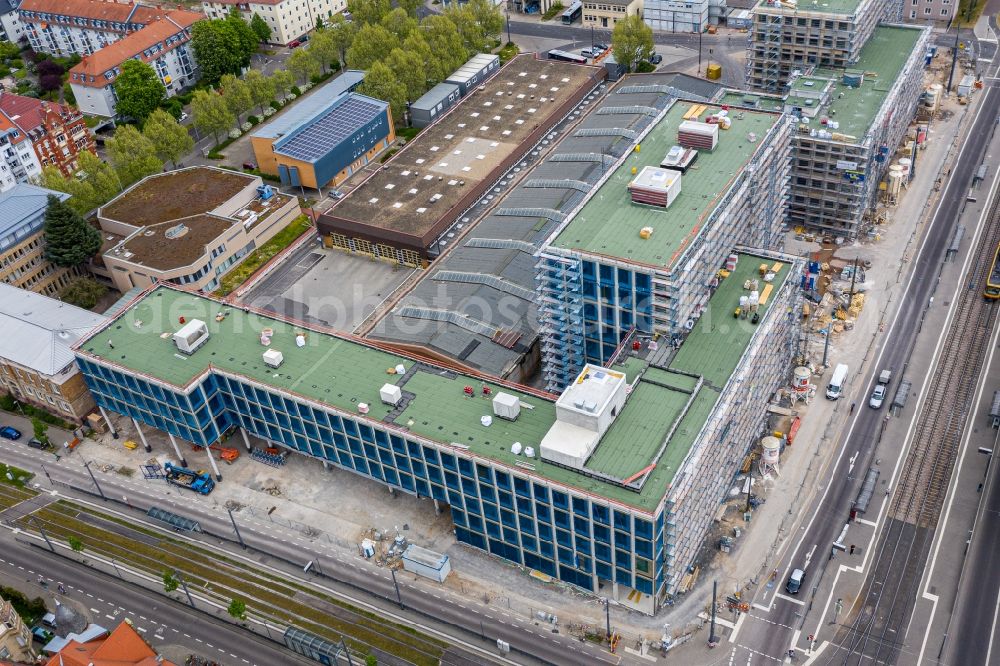 Karlsruhe from the bird's eye view: Construction site for the new building in the district Oststadt in Karlsruhe in the state Baden-Wuerttemberg, Germany