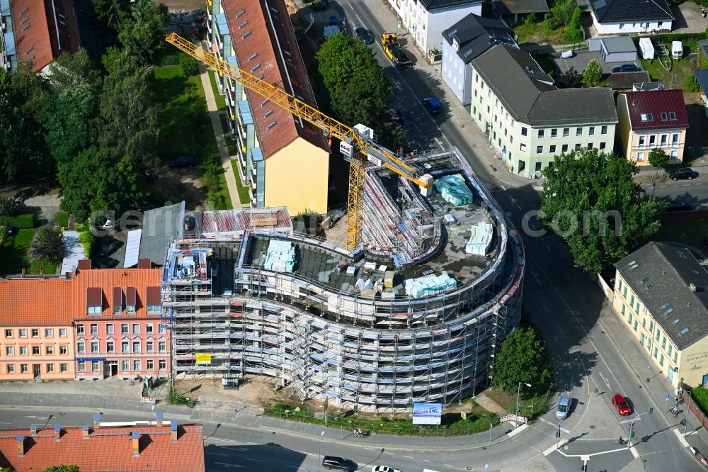 Aerial photograph Bernau - New construction site the hotel complex Heinersdorfer Strasse corner Weissenseer Strasse in Bernau in the state Brandenburg, Germany