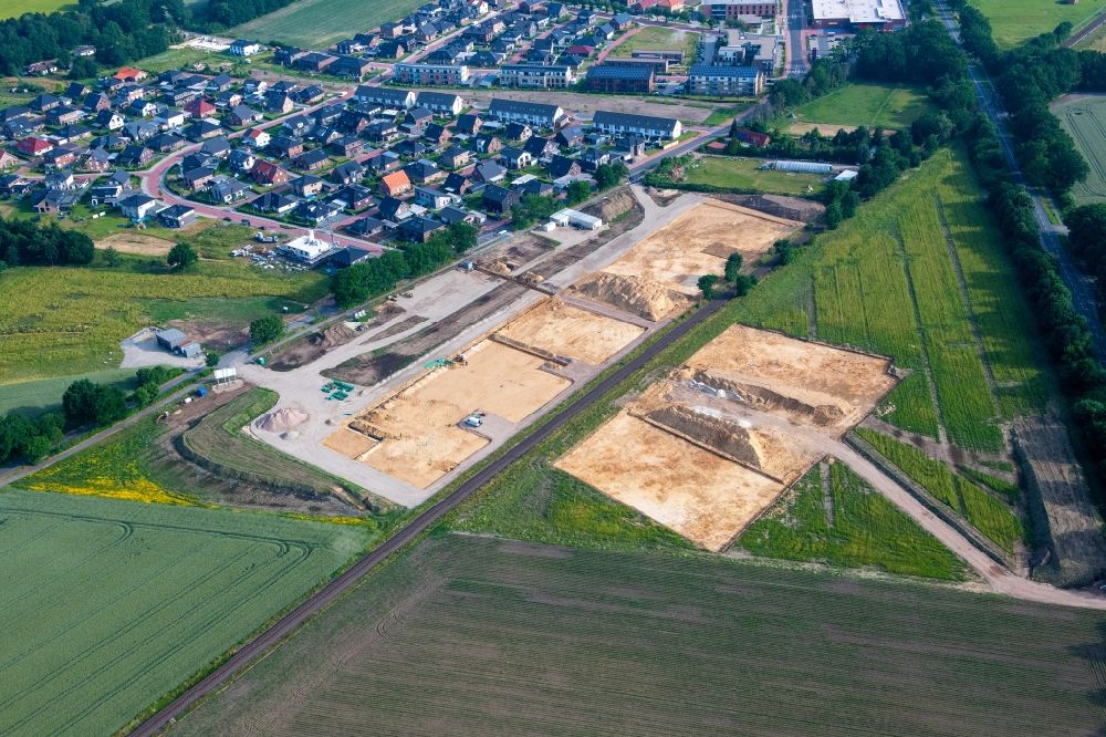 Aerial image Stade - Construction site for the new building complex of the education and training center in Stade in the state Lower Saxony, Germany
