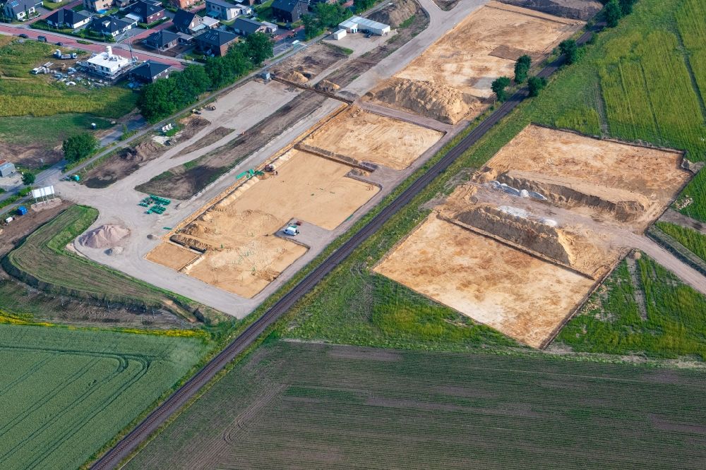 Aerial photograph Stade - Construction site for the new building complex of the education and training center in Stade in the state Lower Saxony, Germany