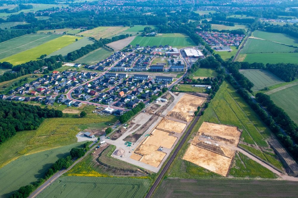 Stade from the bird's eye view: Construction site for the new building complex of the education and training center in Stade in the state Lower Saxony, Germany