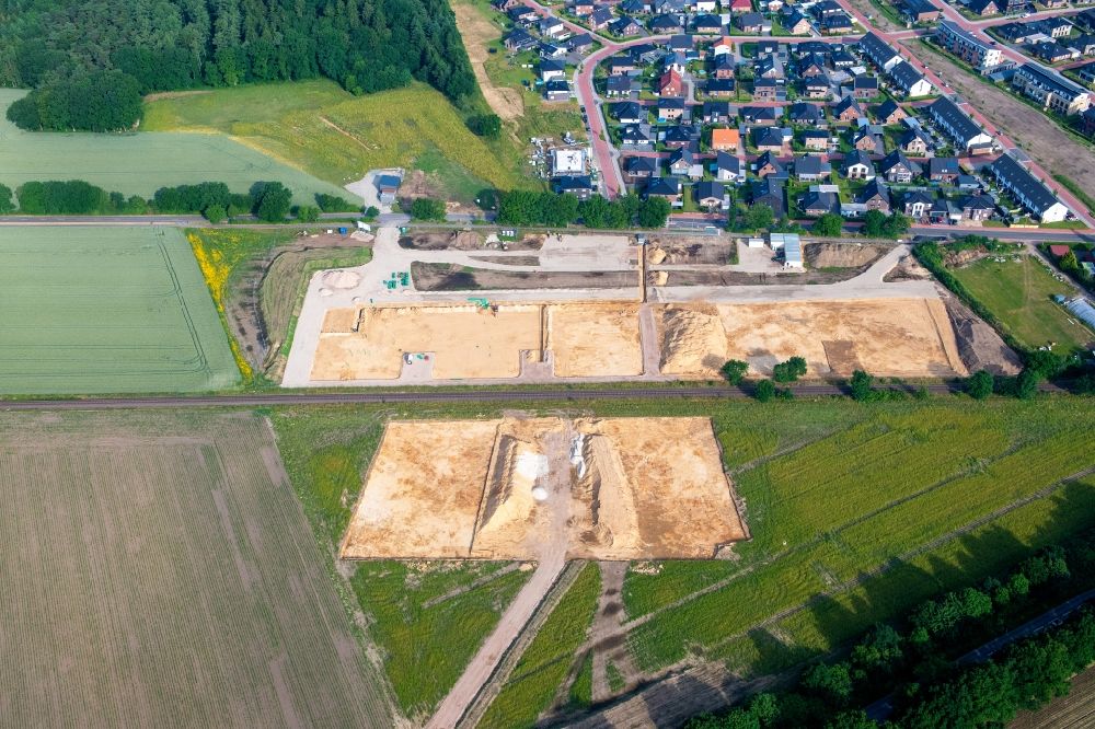 Aerial photograph Stade - Construction site for the new building complex of the education and training center in Stade in the state Lower Saxony, Germany