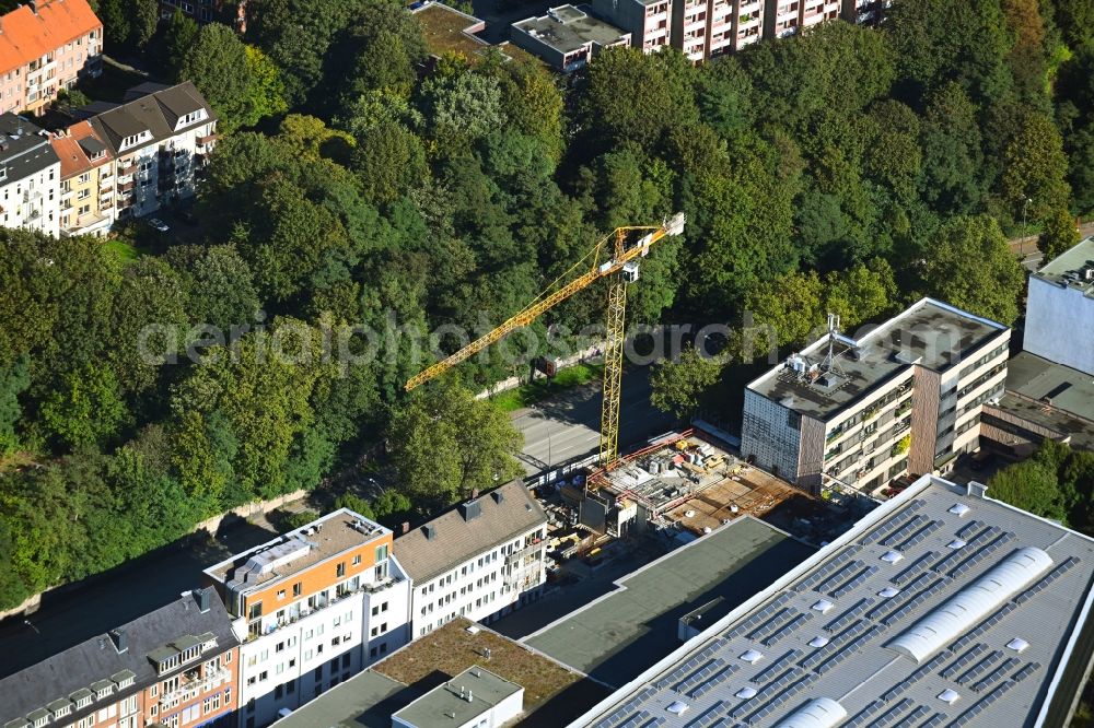 Hamburg from above - Construction site for the new building on Borgfelder Strasse in the district Borgfelde in Hamburg, Germany