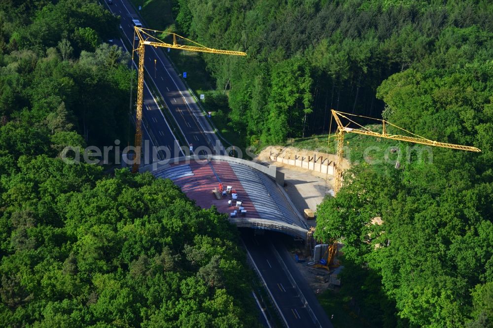 Aerial image Warnitz - Construction site to build a new bridge building on the motorway A11 motorway at Warnitz in Uckermark in Brandenburg