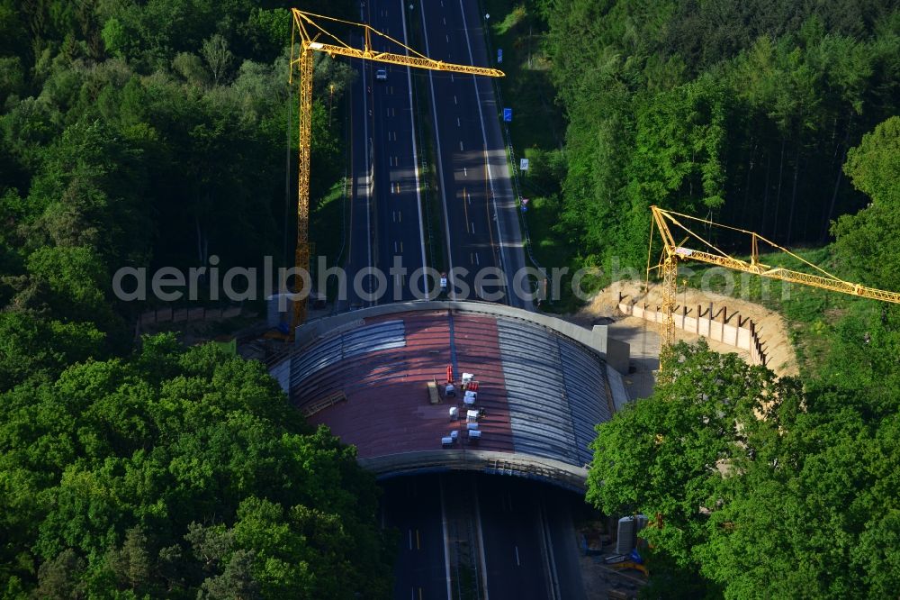 Aerial photograph Warnitz - Construction site to build a new bridge building on the motorway A11 motorway at Warnitz in Uckermark in Brandenburg