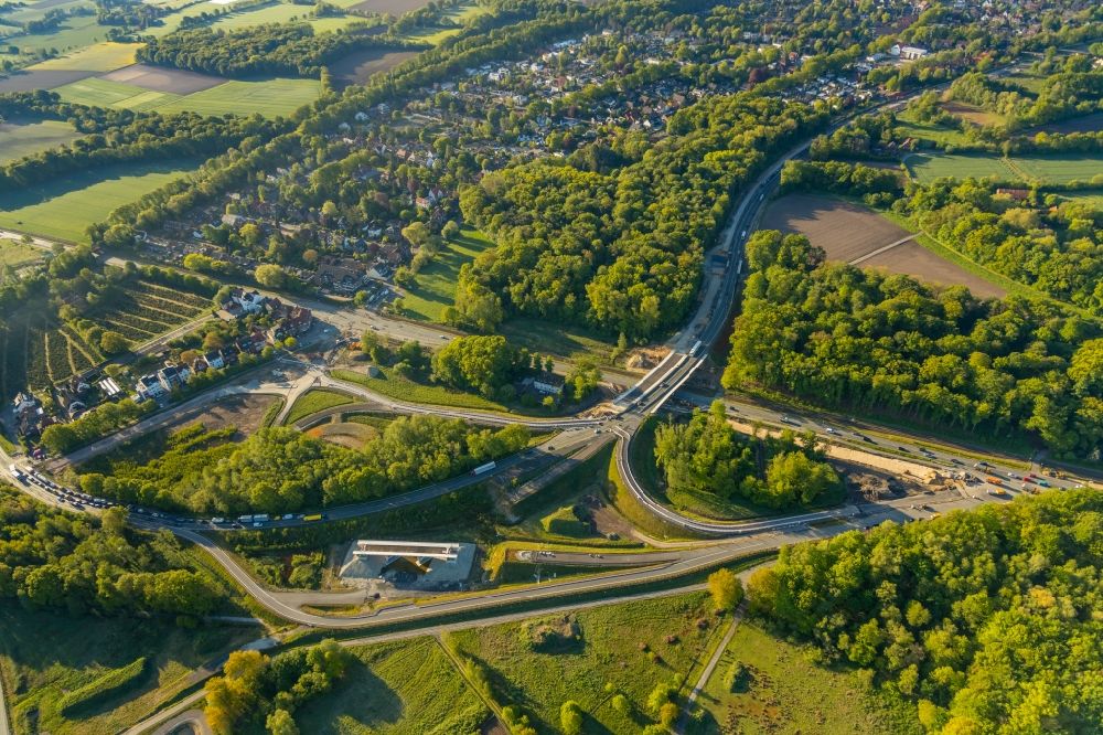 Aerial photograph Münster - New construction of the bridge structure of B51 across the B481n in the district St. Mauritz in Muenster in the state North Rhine-Westphalia, Germany