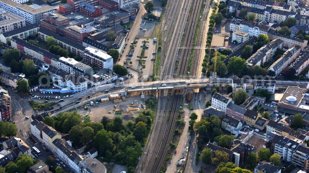 Aerial photograph Bonn - New construction of the bridge structure Viktoriabruecke in the district Weststadt in Bonn in the state North Rhine-Westphalia, Germany