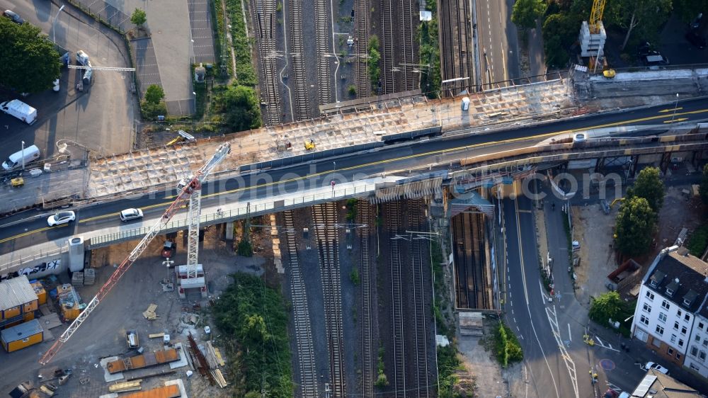 Aerial photograph Bonn - New construction of the bridge structure Viktoriabruecke in the district Weststadt in Bonn in the state North Rhine-Westphalia, Germany
