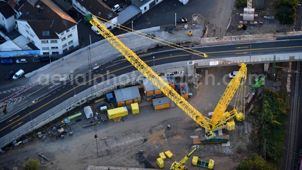 Aerial image Bonn - New construction of the bridge structure Viktoriabruecke in the district Weststadt in Bonn in the state North Rhine-Westphalia, Germany