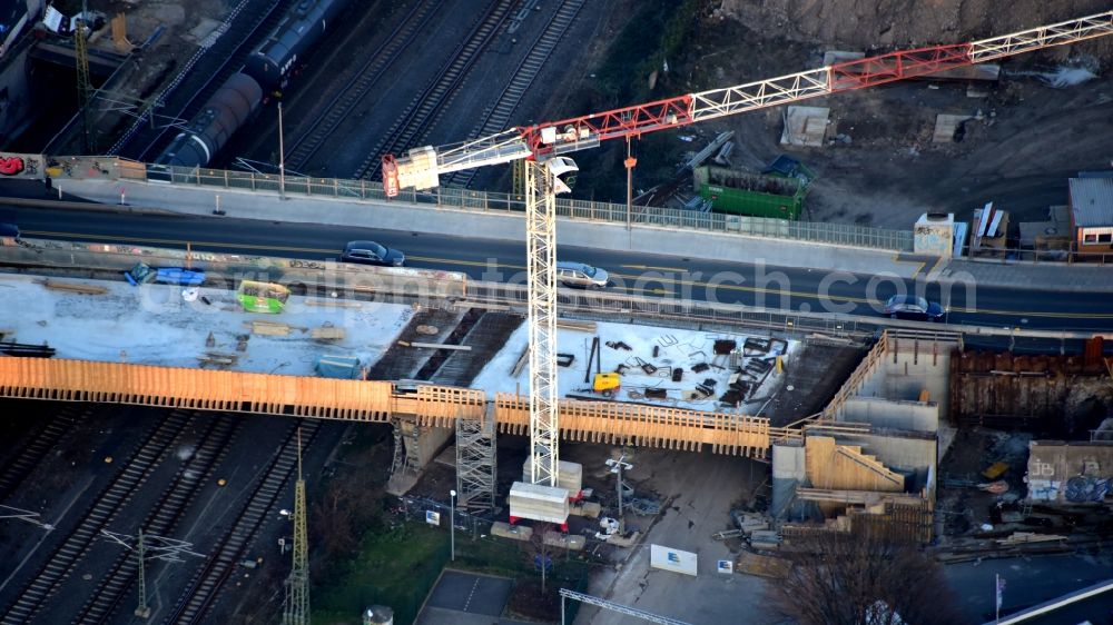 Bonn from above - New construction of the bridge structure Viktoriabruecke in the district Weststadt in Bonn in the state North Rhine-Westphalia, Germany