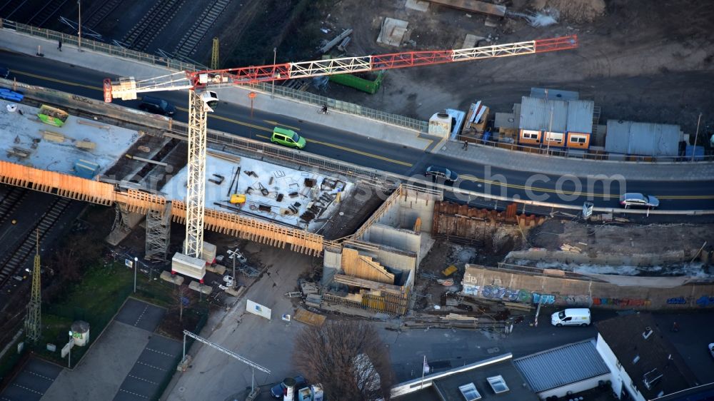 Aerial image Bonn - New construction of the bridge structure Viktoriabruecke in the district Weststadt in Bonn in the state North Rhine-Westphalia, Germany