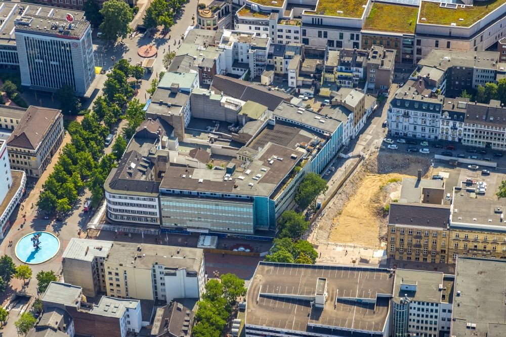 Aerial image Duisburg - Construction site for the new building of an Office building - Ensemble on Duesseldorfer Strasse - Boersenstrasse in the district Dellviertel in Duisburg at Ruhrgebiet in the state North Rhine-Westphalia, Germany