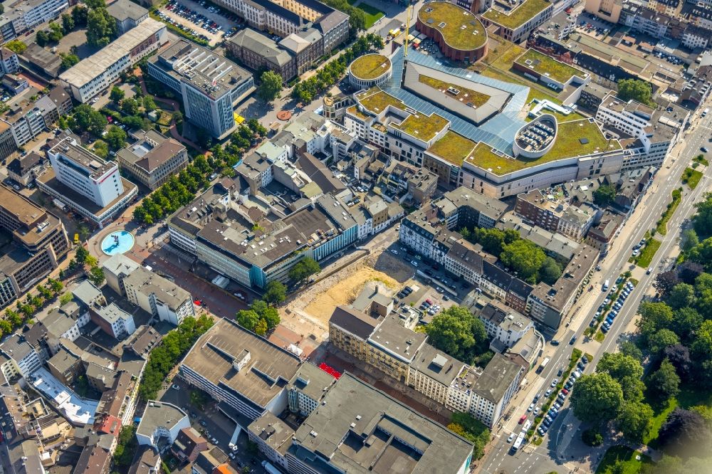 Aerial photograph Duisburg - Construction site for the new building of an Office building - Ensemble on Duesseldorfer Strasse - Boersenstrasse in the district Dellviertel in Duisburg at Ruhrgebiet in the state North Rhine-Westphalia, Germany