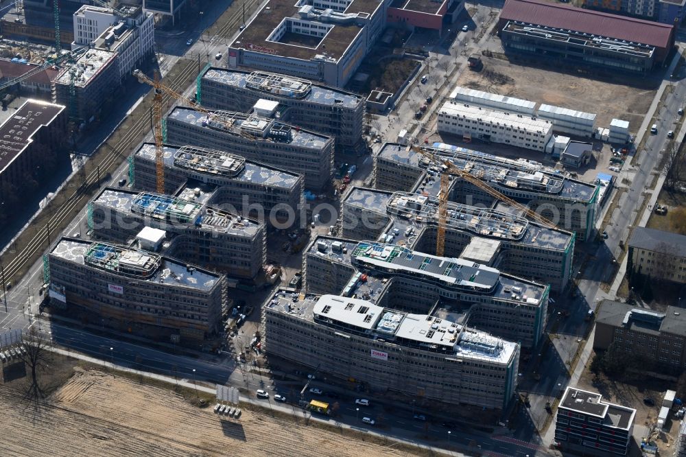 Aerial image Berlin - Construction site to build a new office and commercial building Allianz Campus Berlin in the district Johannisthal - Adlershof in Berlin
