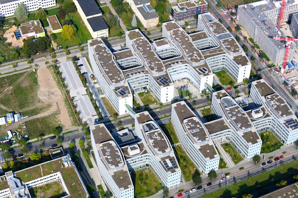 Berlin from above - Construction site to build a new office and commercial building Allianz Campus Berlin in the district Johannisthal - Adlershof in Berlin