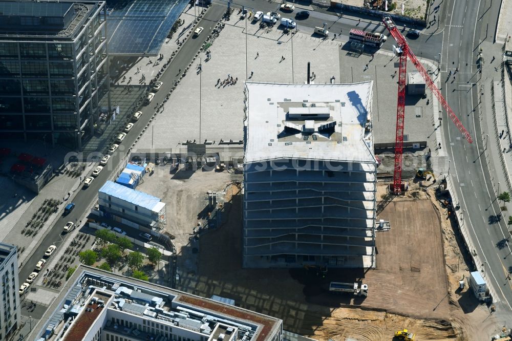 Aerial photograph Berlin - Construction site to build a new office and commercial building cube berlin on Washingtonplatz - Rahel-Hirsch-Strasse in Berlin, Germany