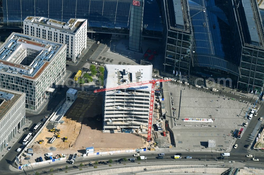 Berlin from above - Construction site to build a new office and commercial building cube berlin on Washingtonplatz - Rahel-Hirsch-Strasse in Berlin, Germany