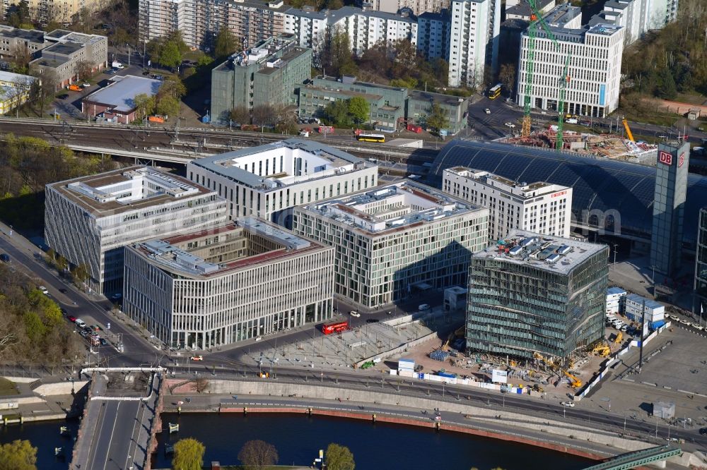 Berlin from above - Construction site to build a new office and commercial building cube berlin on Washingtonplatz - Rahel-Hirsch-Strasse in Berlin, Germany