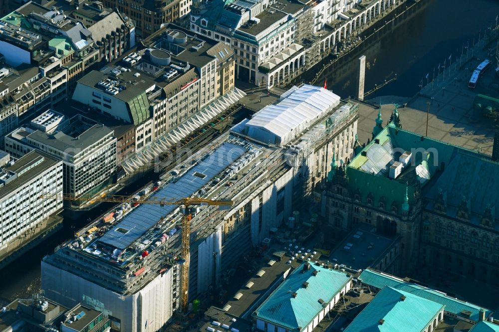 Aerial photograph Hamburg - Construction site to build a new office and commercial building on Alter Wall in Hamburg, Germany