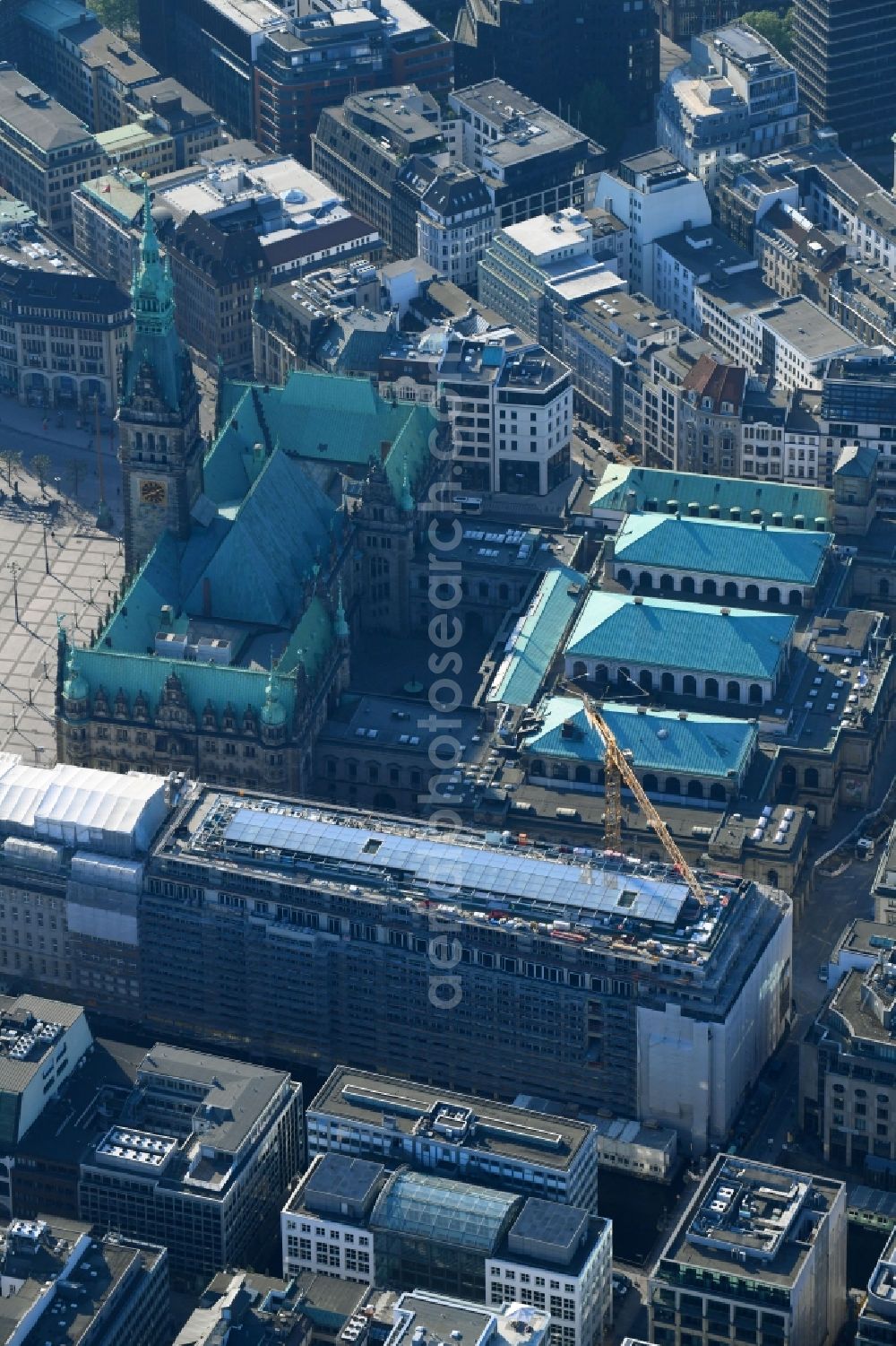 Aerial photograph Hamburg - Construction site to build a new office and commercial building on Alter Wall in Hamburg, Germany