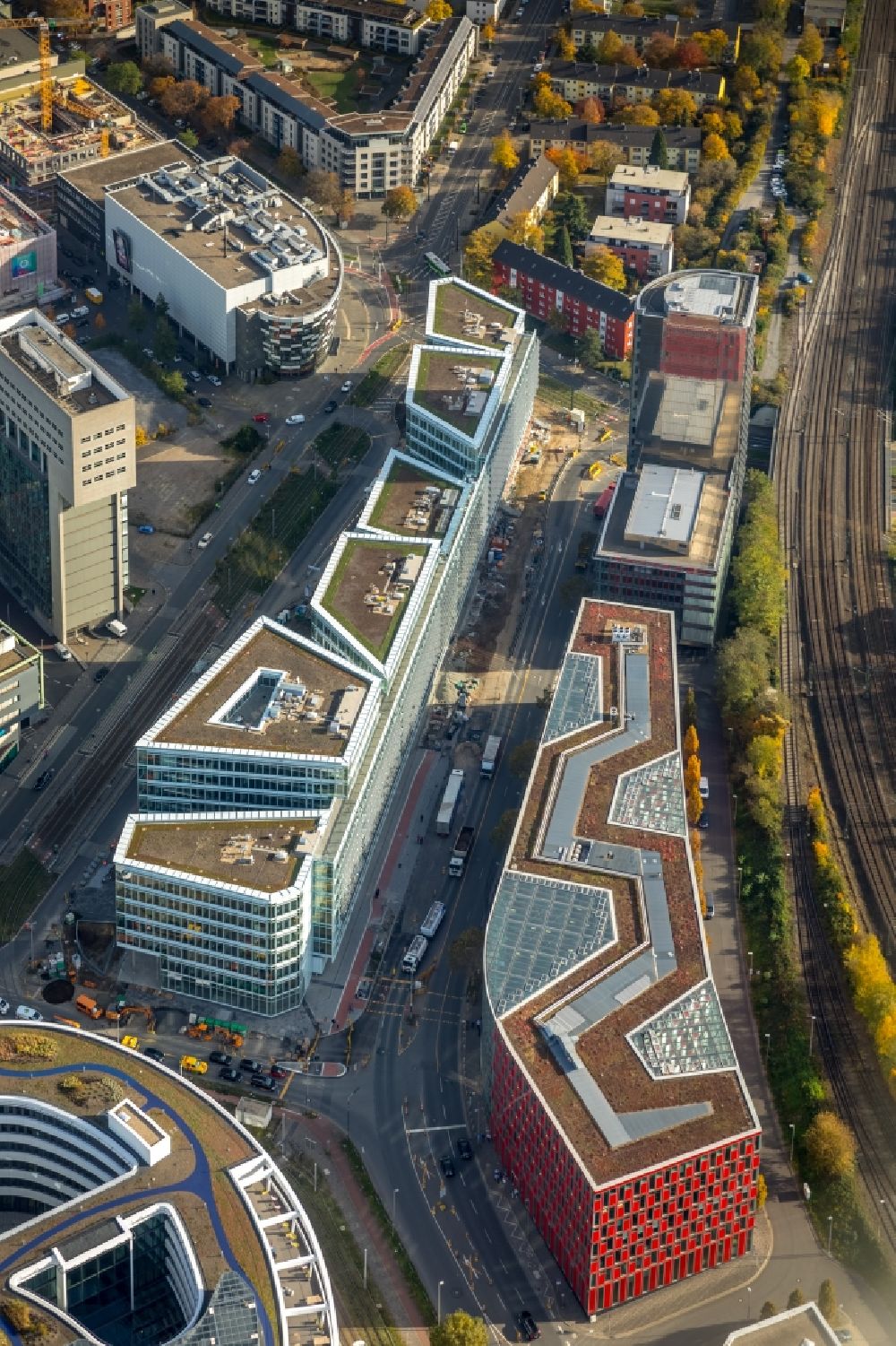 Aerial image Düsseldorf - Construction site to build a new office and commercial building FLOAT between Franzsiusstrasse and Holzstrasse in Duesseldorf in the state North Rhine-Westphalia, Germany