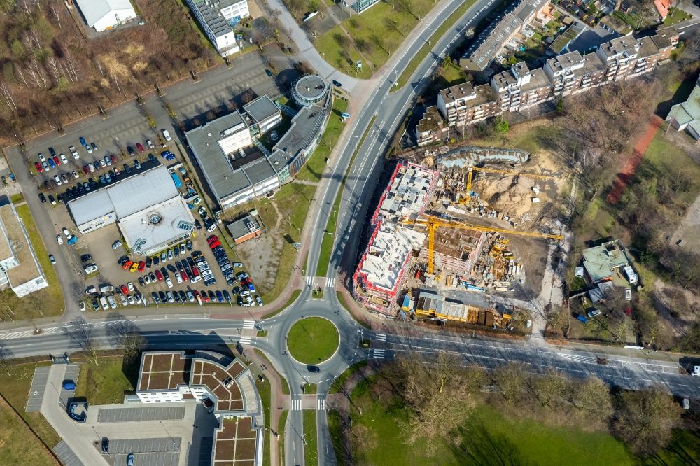 Aerial photograph Herne - Construction site to build a new office and commercial building Westring - Forellstrasse company Peter Rundholz GmbH & Co. KG in Herne in the state North Rhine-Westphalia
