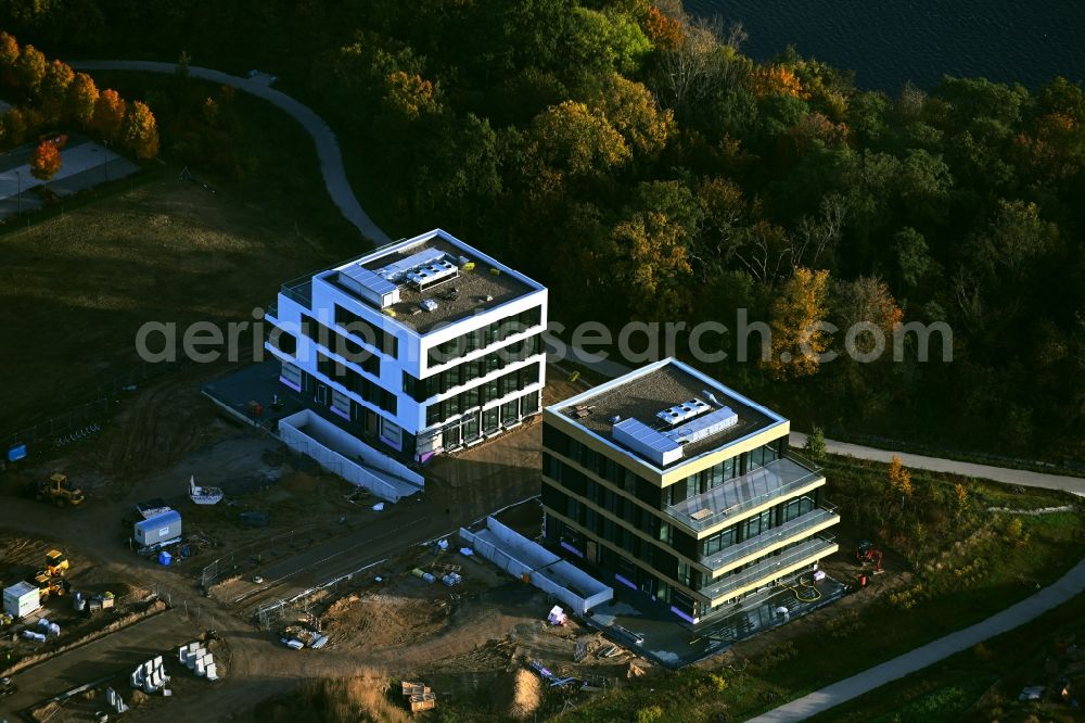 Aerial photograph Potsdam - Construction site for the new office buildings on Konrad-Zuse-Ring in the district Nedlitz in Potsdam in the state Brandenburg, Germany