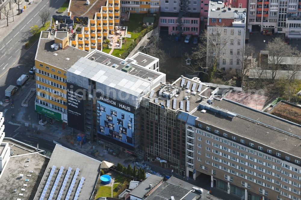 Aerial image Berlin - Construction site for the new building of the office building Nuernberger Strasse in the district Charlottenburg in Berlin, Germany