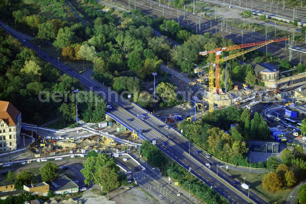 Aerial image Magdeburg - Construction site for the new channel building Citytunnel in Magdeburg in the state Saxony-Anhalt