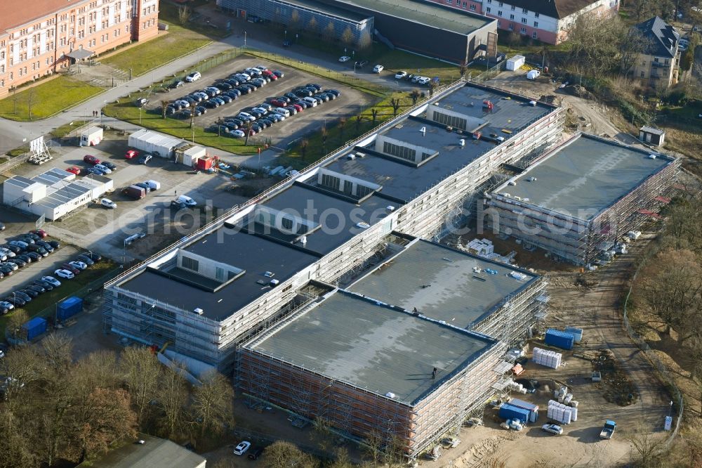Aerial photograph Schwerin - Construction site for the construction of depots and workshops in Schwerin in Mecklenburg-Vorpommern, Germany