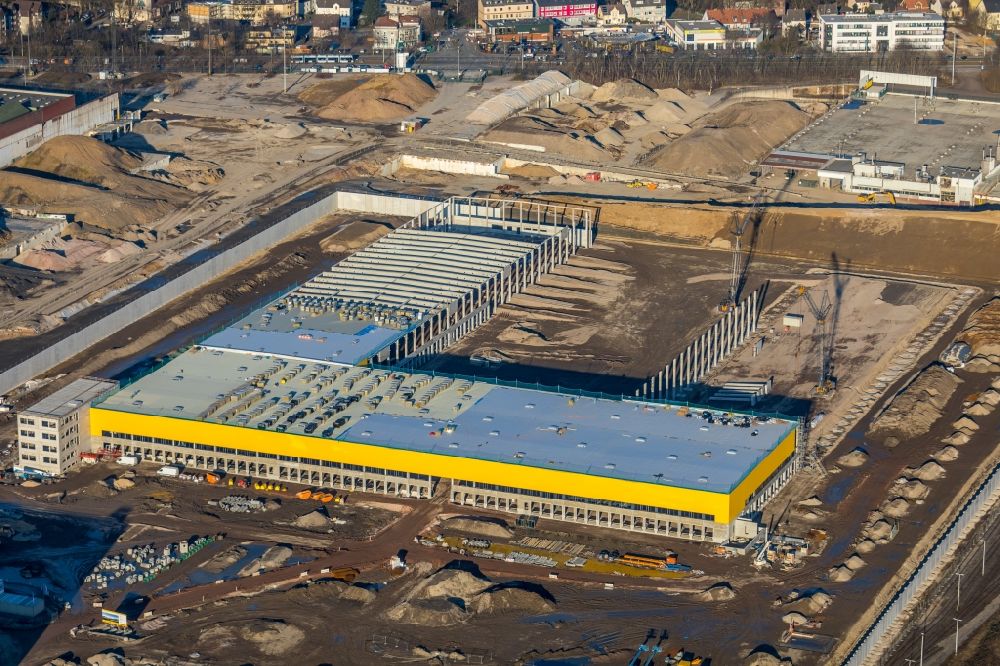 Aerial image Bochum - Construction site to build a new building complex on the site of the logistics center in the development area MARK 51A?7 in Bochum in the state North Rhine-Westphalia, Germany