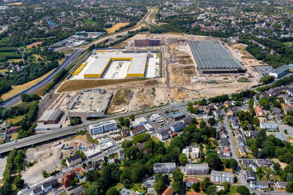 Aerial photograph Bochum - Construction site to build a new building complex on the site of the logistics center in the development area MARK 51A?7 in Bochum in the state North Rhine-Westphalia, Germany