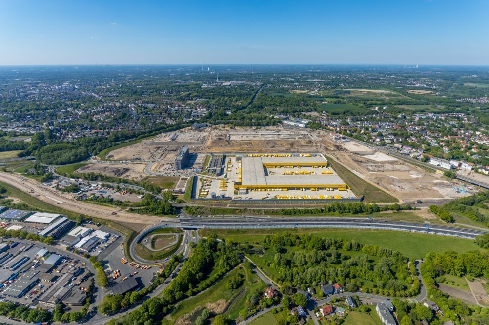 Aerial image Bochum - Construction site to build a new building complex on the site of the logistics center in the development area MARK 51A?7 in Bochum in the state North Rhine-Westphalia, Germany