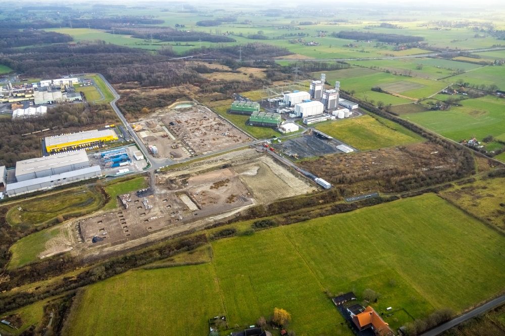Aerial image Hamm - Construction site to build a new building complex on the site of the logistics center and Distribution Park in the district Uentrop in Hamm in the state North Rhine-Westphalia, Germany