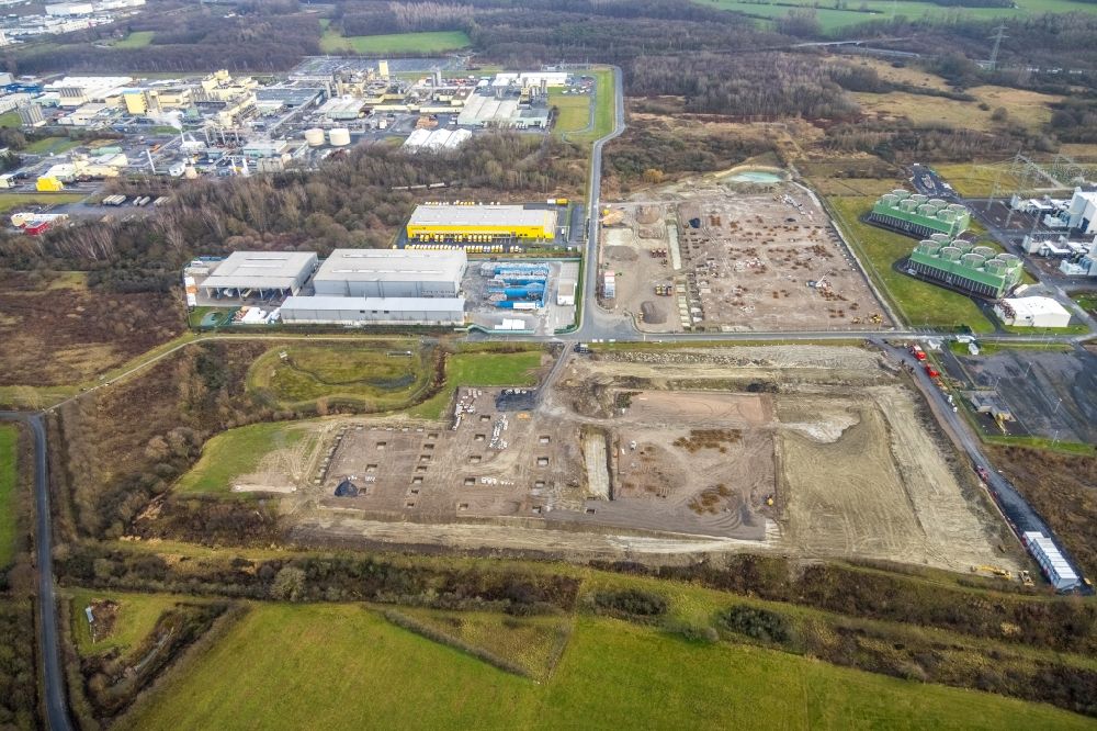 Aerial photograph Hamm - Construction site to build a new building complex on the site of the logistics center and Distribution Park in the district Uentrop in Hamm in the state North Rhine-Westphalia, Germany
