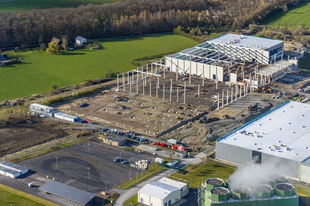 Aerial photograph Hamm - Construction site to build a new building complex on the site of the logistics center and Distribution Park in the district Uentrop in Hamm at Ruhrgebiet in the state North Rhine-Westphalia, Germany