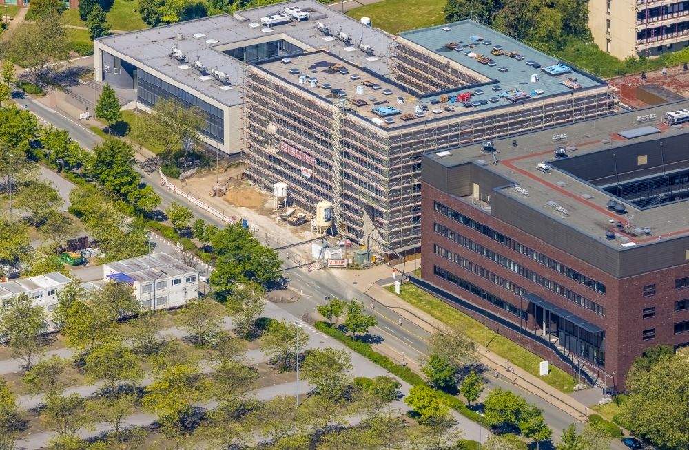 Aerial photograph Dortmund - Construction site for the new building of a research building and office complex of the TU Dortmund on Otto-Hahn-Strasse in Dortmund at Ruhrgebiet in the state North Rhine-Westphalia, Germany