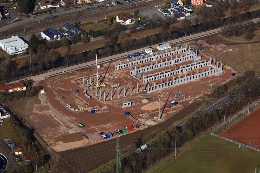 Aerial image Steinen - Construction site for the new building of DPD Logistics center in Steinen in the state Baden-Wuerttemberg