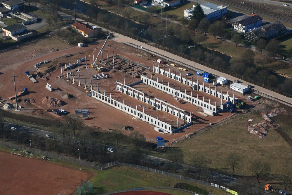 Aerial photograph Steinen - Construction site for the new building of DPD Logistics center in Steinen in the state Baden-Wuerttemberg