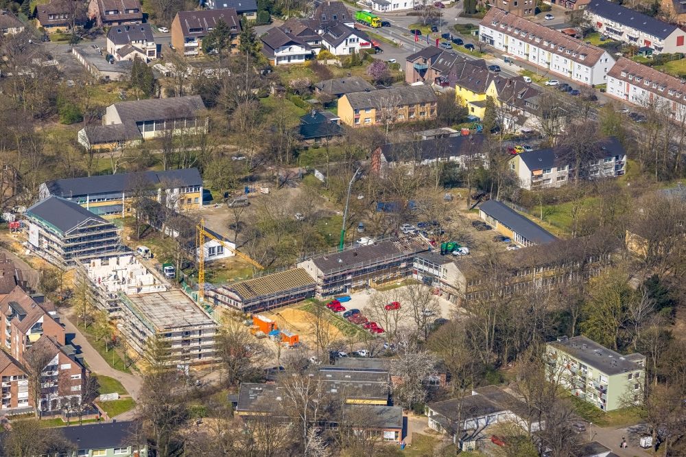 Aerial photograph Voerde - Construction site for the multi-family residential building on Bauhof in the district Friedrichsfeld in Voerde at Ruhrgebiet in the state North Rhine-Westphalia, Germany