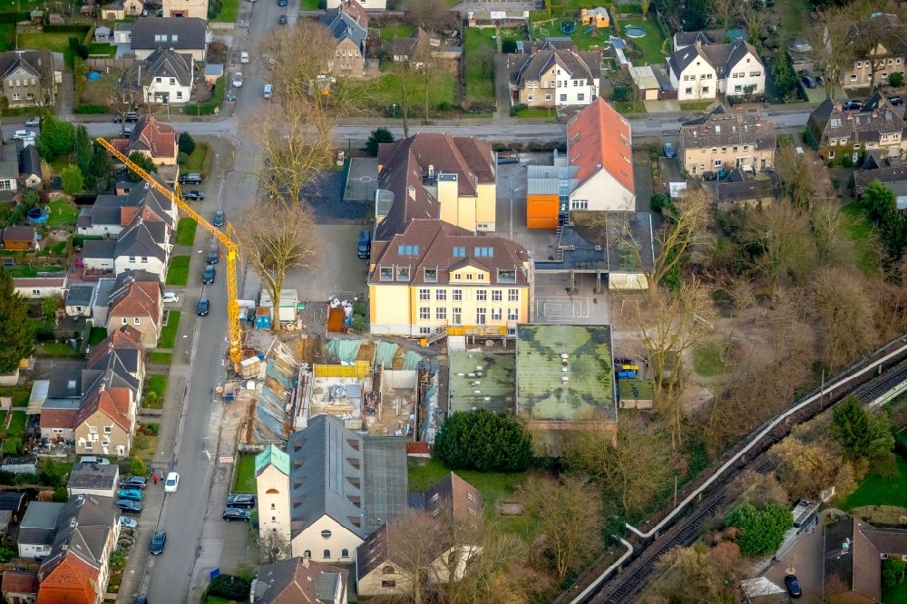 Gladbeck from the bird's eye view: New construction site of the school building of Jordan-Mai-Schule in of Soellerstrasse in Gladbeck in the state North Rhine-Westphalia, Germany