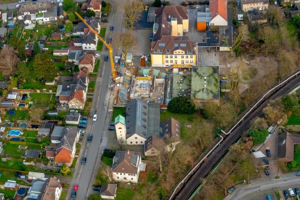 Aerial image Gladbeck - New construction site of the school building of Jordan-Mai-Schule in of Soellerstrasse in Gladbeck in the state North Rhine-Westphalia, Germany